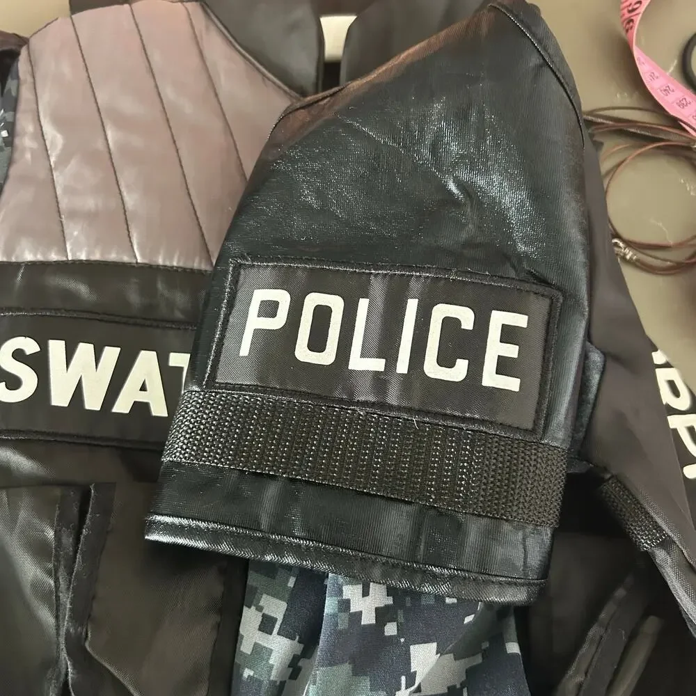 Teetot Child SWAT Police Costume Size 7-8  Camo Jumpsuit Halloween with helmet